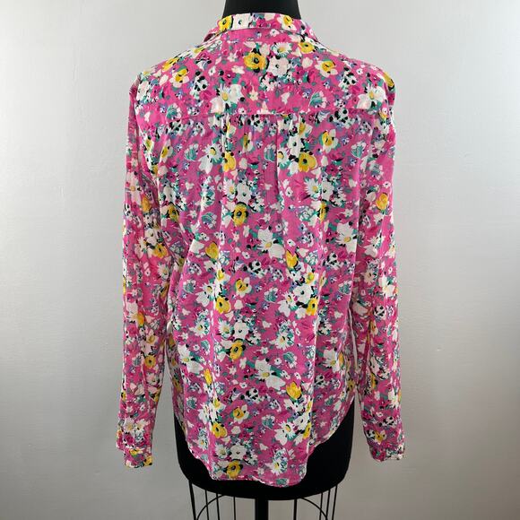 Anthro Holding Horses Pink Floral Print Long Sleeve Button-Down Cotton Shirt 10 - Picture 5 of 7